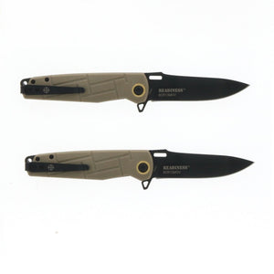 Tactical Elite Liner Lock Folding Pocket Knife 3.5" 8Cr13MoV Steel Blade Tan  Handle ~ NEW